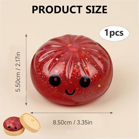 Dumpling Squishies Mystery Box, Glitzer-Dumpling-Squishies zur emotionalen Entspannung und sensorischen Erfahrung, roter Squishy mit Dampfgarbehälter in Saudi Arabia