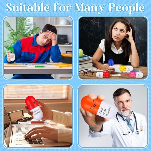Dispowreath 48 Pcs CNA Week Gifts Bulk 2026 Nurse Appreciation Gift Pill Stress Ball and Retractable Syringe Pen Inspirational Pill Shaped Foam Stress Ball Set Thanks Gift for Nurse Coworker in Kuwait