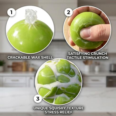 2 PCS Wax Cracking Squishies, Snowball Squishies Set, Crispy Stress Ball for Anxiety Relief and Focus Improvement, Sensory Fidget Tool for Office and Travel Use (Green) in Saudi Arabia