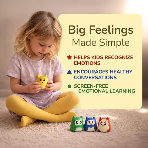 Mood Dudes - Emotions & Feelings Play Therapy Toys for Kids Age 3+ – Calming Corner Items & Calm Down Corner Supplies, Emotional Regulation Tools for Kids (Happy, Sad, Angry, Afraid) in Saudi Arabia