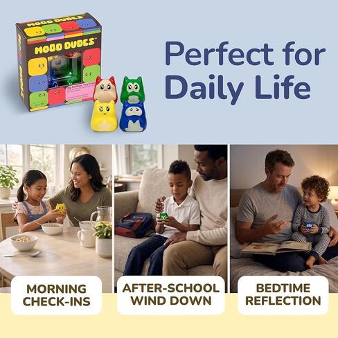 Mood Dudes - Emotions & Feelings Play Therapy Toys for Kids Age 3+ – Calming Corner Items & Calm Down Corner Supplies, Emotional Regulation Tools for Kids (Happy, Sad, Angry, Afraid) in Saudi Arabia