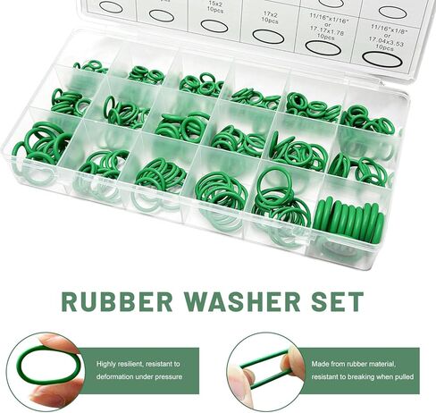 270 PCS Seal Gasket Washer, Resilient Auto Air Conditioning Sealing Washer Assortment Kit, Universal 18 Sizes O-Ring Compressor Seal for Car A/C & Professional Plumbing in Saudi Arabia