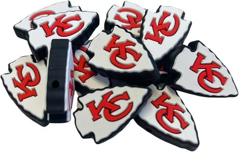 Lashicorn Kansas City Focal Bead Sports Football 12pk 1.14" for Bulk Keychains Silicone Charm Beadable Pens Freshie Hangers Arrowhead Jewelry Assorted Logo in Saudi Arabia