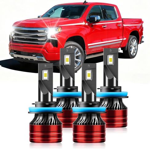 Light Bulbs Compatible for 2022-2023 Chevrolet Silverado 1500 2500 3500HD H9 High Beam H11 Low Beam Fog Lights Combo Pack 800% Brightness with Cooling Fan Plug N Play Pack of 4 in Saudi Arabia