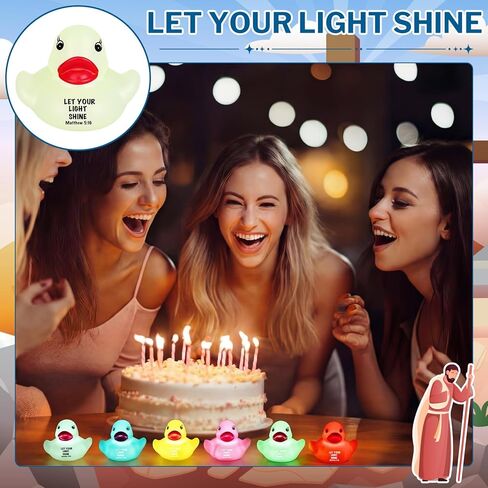 36 قطعة من البط المطاطي المسيحي من Skylety دع نورك يلمع يتوهج في الظلام، مجموعة من البط الديني ماثيو 5:16 من الكتاب المقدس، حشو بيض لكنيسة عيد الفصح، هدايا مدرسة الأحد in Kuwait