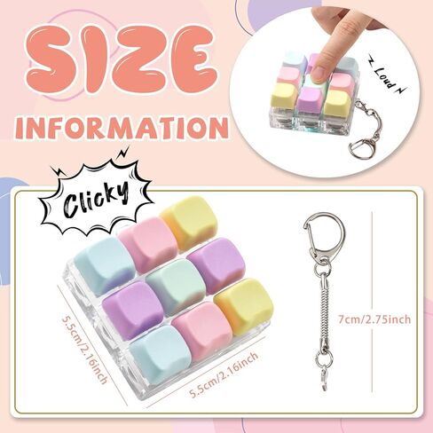 Keyboard Fidget Toy - Fidget Keychain with Led Light Button Keyboard Clicker Fidget Toy for Adults Stress Relief Keyboard Fidget Clicker (Style B) in Saudi Arabia