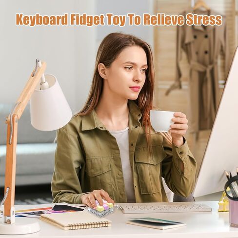 Keyboard Fidget Toy - Fidget Keychain with Led Light Button Keyboard Clicker Fidget Toy for Adults Stress Relief Keyboard Fidget Clicker (Style B) in Saudi Arabia