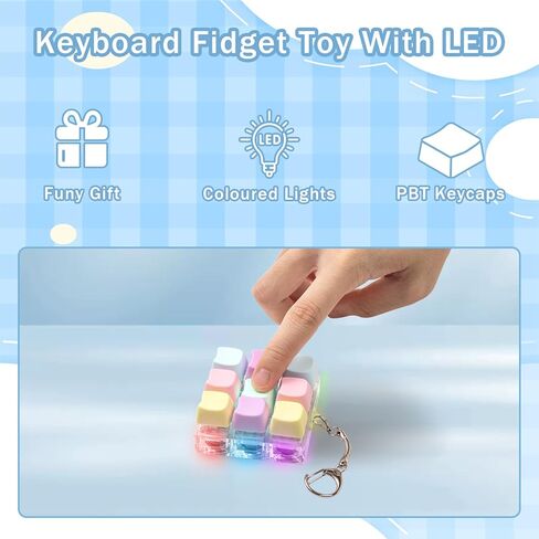 Keyboard Fidget Toy - Fidget Keychain with Led Light Button Keyboard Clicker Fidget Toy for Adults Stress Relief Keyboard Fidget Clicker (Style B) in Saudi Arabia