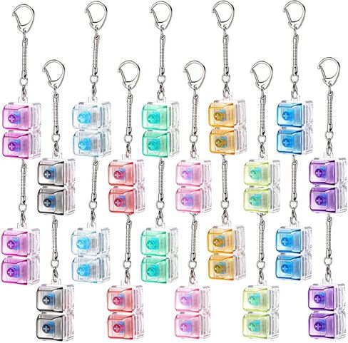 Lewtemi 20 Pcs Keyboard Fidget Toy Clicker Keyboard Fidget Keychain Decompression Button Clicker Toys for Adult Button Stress Relief to Relax Stress Anxiety Decompression Gifts (Translucent) in Kuwait