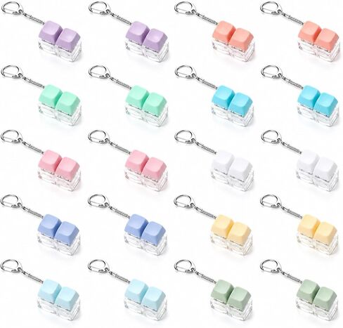 Lewtemi 20 Pcs Keyboard Fidget Toy Clicker Keyboard Fidget Keychain Decompression Button Clicker Toys for Adult Button Stress Relief to Relax Stress Anxiety Decompression Gifts (Translucent) in Kuwait