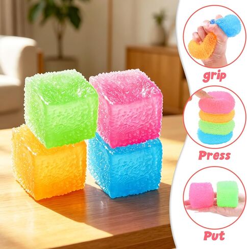 Squishy Stress Cube for Kids Adults, Slow-Rising Sensory Fidget Cube Toy, Malt Sugar Squishy Cube Squeeze Toy for Stress Relief for Birthdays and Party Favors (Pink) in Saudi Arabia