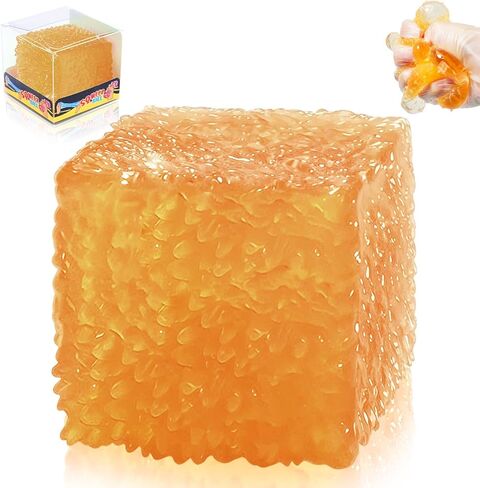 Squishy Stress Cube for Kids Adults, Slow-Rising Sensory Fidget Cube Toy, Malt Sugar Squishy Cube Squeeze Toy for Stress Relief for Birthdays and Party Favors (Pink) in Saudi Arabia