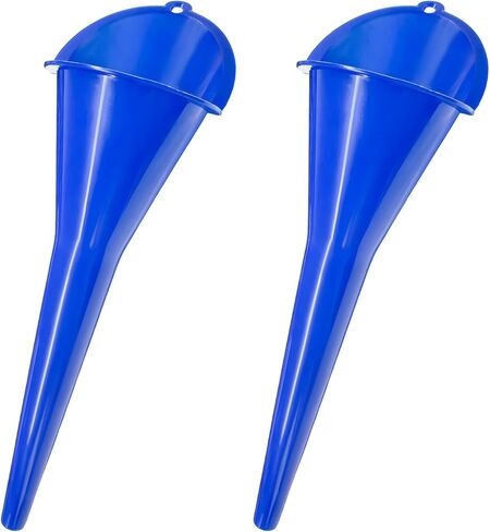 Sun Walker 2PCS Oil Funnel, Multi-Purpose Plastic Engine Oil Funnels with Long Neck, Automotive Spill Saver Funnel for Filling Fuel Diesel Lubricant Coolant & Other Liquids (Blue) in Kuwait