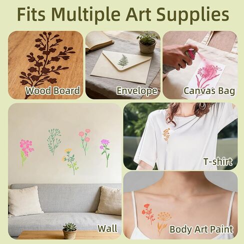 36 PCS Flower Stencils for Painting on Wood, 6x3 Inch Reusable Wildflower Stencil for Crafts, Plastic Floral & Leaf Templates for Canvas, Wall Decor, Rock Art, and Home Projects in Saudi Arabia