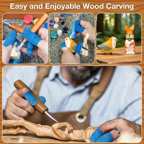 Wood Carving Kit, 44Pcs Wood Carving Tools with 4 Style Templates & 12 Color Paint Set & Bee Wax, Wood Whittling Knives Set 4pcs Whittling Knives & 5pcs Detail Knives for Beginners and Hobbyists in Kuwait