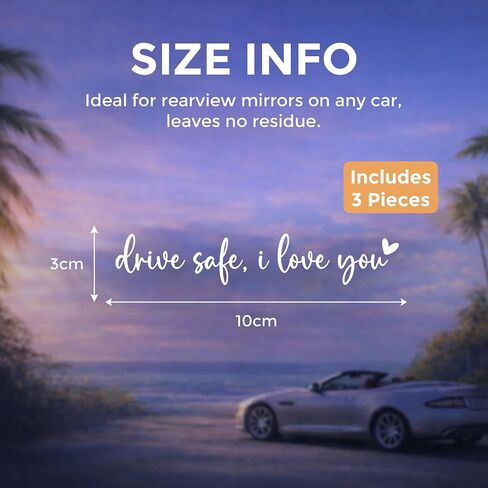 1PCS Drive Safe I Love You Car Mirror Decal, Rear View Mirror Sticker for Car, Romantic Gift Car Accessories for Boyfriend Husband, Cute Vinyl Decals for Women, Fits Most Vehicles (Black) in Kuwait