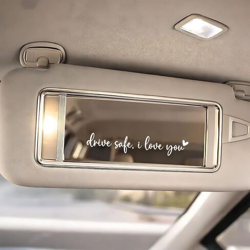 1PCS Drive Safe I Love You Car Mirror Decal, Rear View Mirror Sticker for Car, Romantic Gift Car Accessories for Boyfriend Husband, Cute Vinyl Decals for Women, Fits Most Vehicles (Black) in Kuwait