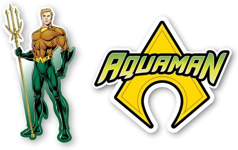Elektroplate Officially Licensed DC Comics Aquaman and Symbol Dynamic Decals | Premium Automotive-Grade Weatherproof Vinyl Stickers for Car, Water Bottle, Phone & More| Made in The USA | Set of 2 in Kuwait