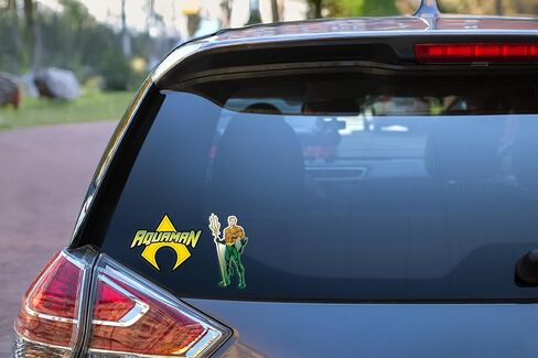Elektroplate Officially Licensed DC Comics Aquaman and Symbol Dynamic Decals | Premium Automotive-Grade Weatherproof Vinyl Stickers for Car, Water Bottle, Phone & More| Made in The USA | Set of 2 in Kuwait