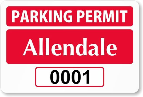 SmartSign (50-Pack) Custom Red Parking Permit Window Cling Repositionable Labels - 2" x 3" Add Your Text/Starting Number, 3 mil Thick White Vinyl Permits for Inside of Car Windshield, Made in USA in Kuwait