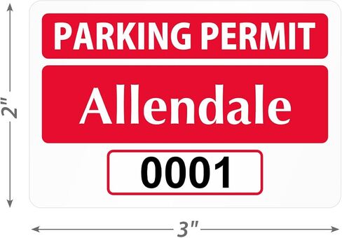 SmartSign (50-Pack) Custom Red Parking Permit Window Cling Repositionable Labels - 2" x 3" Add Your Text/Starting Number, 3 mil Thick White Vinyl Permits for Inside of Car Windshield, Made in USA in Kuwait