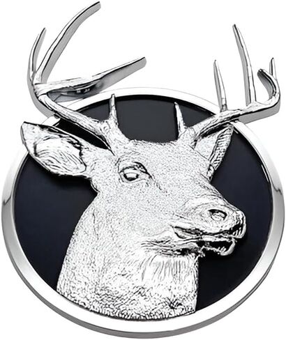 The Deer Head Car Badge Emblem in Matte Black and Chrome – ABS Resin Composite, Chrome Finish 3D Decal for Vehicle Exterior in Kuwait