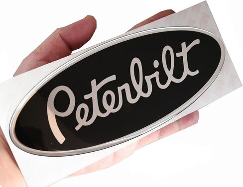 1pc Replacement for Peterbilt Decal 3D Badge Emblem Genuine Size Epoxy Cab Stick New (Silver Black) in Saudi Arabia