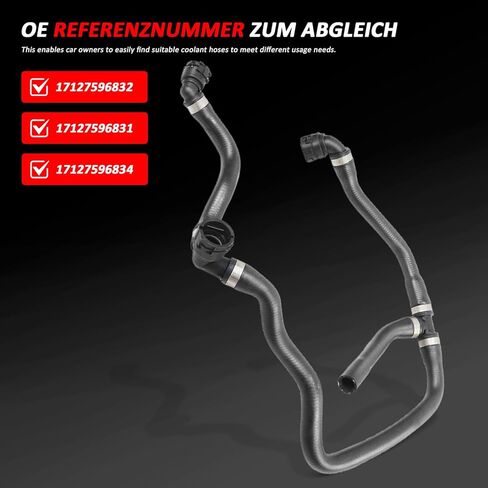 Cooling system coolant hose 3-piece set 2011-2023 suitable for BMW 1 Series F20 116i 118i 120i Replacement # 17127596832, 17127596831, 17127596834 in Kuwait
