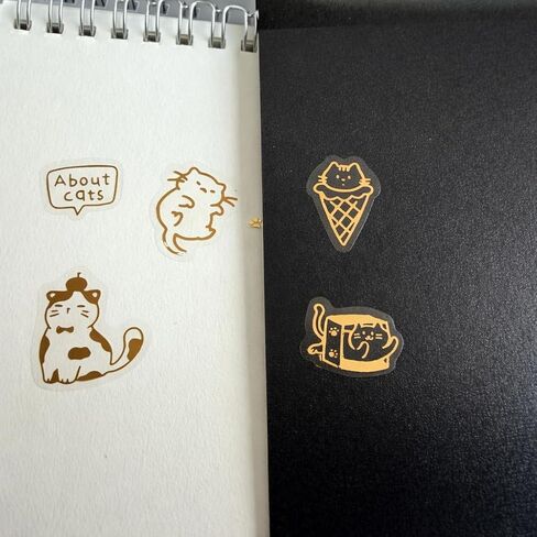 Gold Foil Cat Stickers, 4 Sheets Cute Mini Pussy Cat Sticker Set with Tweezers, Waterproof Clear Kitten Sticker for Journaling Planner Scrapbook Phone Case Decoration in Saudi Arabia