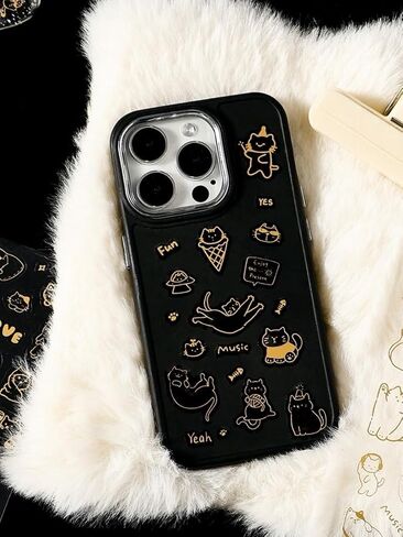 Gold Foil Cat Stickers, 4 Sheets Cute Mini Pussy Cat Sticker Set with Tweezers, Waterproof Clear Kitten Sticker for Journaling Planner Scrapbook Phone Case Decoration in Saudi Arabia
