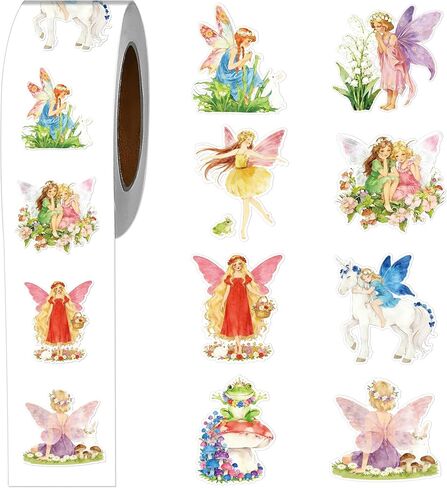 Fairy Stickers Roll for Adults - 1000 Pcs Fairy First Birthday Decorations Stickers, Spring Waterproof Scrapbook Decals for Water Bottle Laptop Luggage, Party Favor Supplies in Saudi Arabia