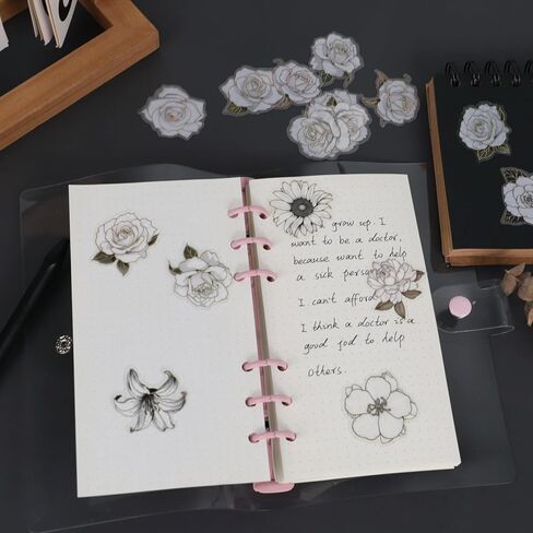120 Pcs Vintage Floral Stickers for Scrapbooking, Holographic Foil 1.57 inch PET Flower Sticker, Retro Floral Journaling Supplies for Scrapbook Album DIY Craft Daily Planner in Kuwait