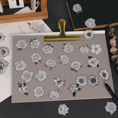 120 Pcs Vintage Floral Stickers for Scrapbooking, Holographic Foil 1.57 inch PET Flower Sticker, Retro Floral Journaling Supplies for Scrapbook Album DIY Craft Daily Planner in Kuwait