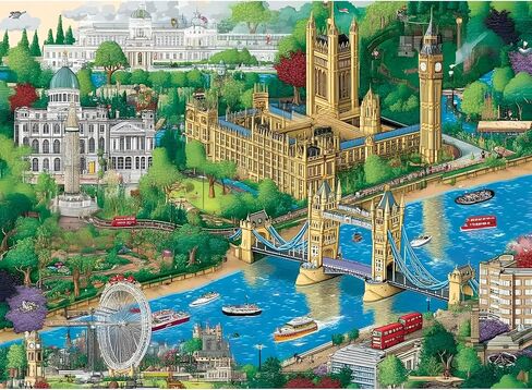 500 Piece Puzzle for Adult,Charming England Puzzle for Adults Seniors,Colorful London City View Jigsaw Puzzle 500 Piece,nterlock Perfectly Frameable,Challenging Family Game Gifts for Friends,20.5*15In in Kuwait