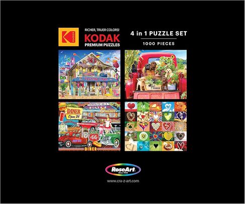 RoseArt - Kodak Premium - حزمة متعددة 4 في 1 - ألغاز الصور المقطوعة 1000 قطعة (4 عبوات) - مجموعة ألغاز تصوير مذهلة للبالغين - 4 ألغاز فردية 1000 قطعة في صندوق واحد in Kuwait