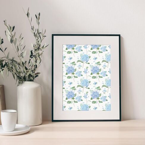 JarThenaAMCS 32 Sheets Hydrangea Pattern Paper Blue Floral Green Leaves Scrapbook Specialty Paper Double Sided for Spring Summer DIY Crafts Card Making Photo Album Decor, 5.5 x 8.3 Inch in Kuwait