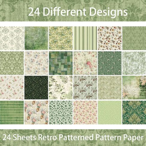 24 Sheets Green Flower Pattern Paper 11.8x11.8 In Green Floral Scrapbook Paper Pack 24 Designs Flower Double-Sided Decoupage Decorative Craft Papers for Card Making Photo Album in Kuwait