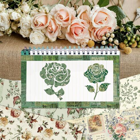 24 Sheets Green Flower Pattern Paper 11.8x11.8 In Green Floral Scrapbook Paper Pack 24 Designs Flower Double-Sided Decoupage Decorative Craft Papers for Card Making Photo Album in Kuwait