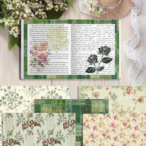 24 Sheets Green Flower Pattern Paper 11.8x11.8 In Green Floral Scrapbook Paper Pack 24 Designs Flower Double-Sided Decoupage Decorative Craft Papers for Card Making Photo Album in Kuwait