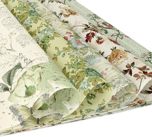 24 Sheets Green Flower Pattern Paper 11.8x11.8 In Green Floral Scrapbook Paper Pack 24 Designs Flower Double-Sided Decoupage Decorative Craft Papers for Card Making Photo Album in Kuwait