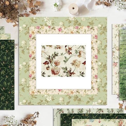 24 Sheets Green Flower Pattern Paper 11.8x11.8 In Green Floral Scrapbook Paper Pack 24 Designs Flower Double-Sided Decoupage Decorative Craft Papers for Card Making Photo Album in Kuwait