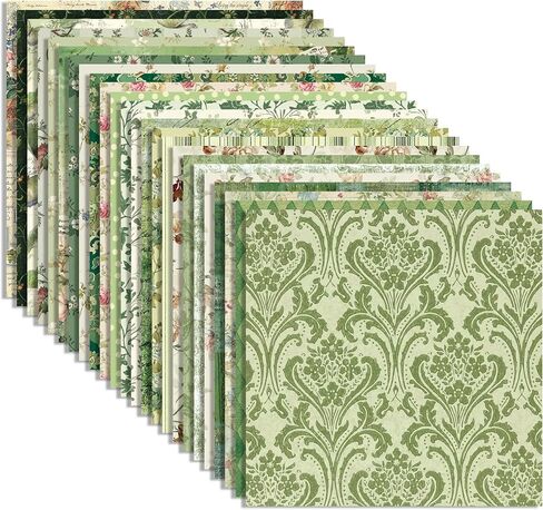 24 Sheets Green Flower Pattern Paper 11.8x11.8 In Green Floral Scrapbook Paper Pack 24 Designs Flower Double-Sided Decoupage Decorative Craft Papers for Card Making Photo Album in Kuwait