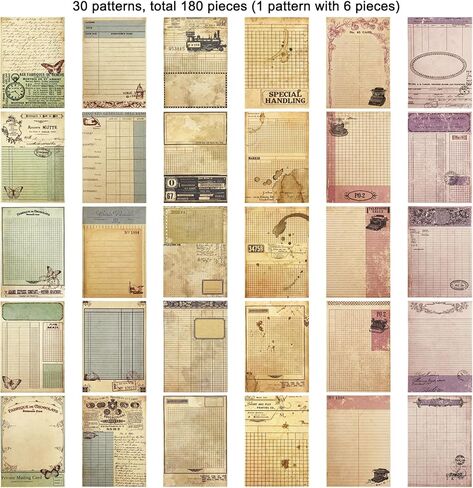 180pcs Vintage Scrapbook Paper Craft Decorative Supplies for Scrapbook Junk Journal Planners Album Collage Card Embe Making 3.9 x 5.1 inches in Kuwait