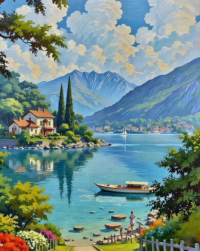 VCLKDIY Landscape Mountain Lake Paint by Numbers Kits for Adults, DIY Canvas Paint by Numbers Kits for Adults Beginners, Acrylic Painting for Beginners Art by Numbers Home Wall Decor 16x20 Inch in Saudi Arabia