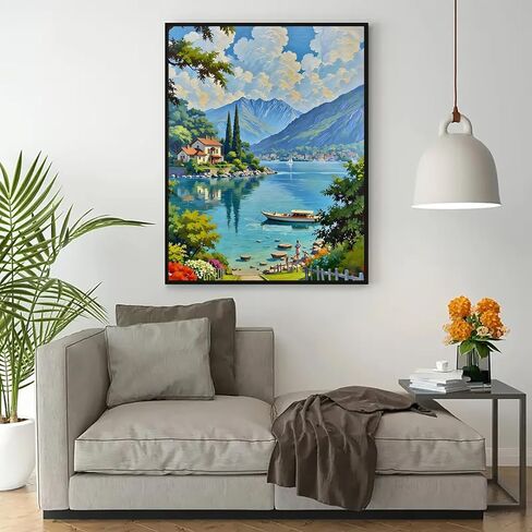 VCLKDIY Landscape Mountain Lake Paint by Numbers Kits for Adults, DIY Canvas Paint by Numbers Kits for Adults Beginners, Acrylic Painting for Beginners Art by Numbers Home Wall Decor 16x20 Inch in Saudi Arabia