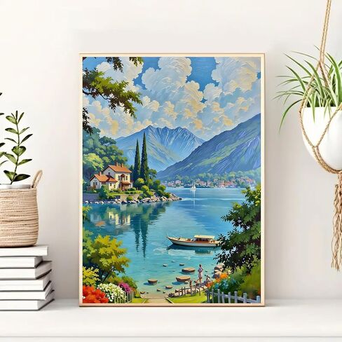 VCLKDIY Landscape Mountain Lake Paint by Numbers Kits for Adults, DIY Canvas Paint by Numbers Kits for Adults Beginners, Acrylic Painting for Beginners Art by Numbers Home Wall Decor 16x20 Inch in Saudi Arabia