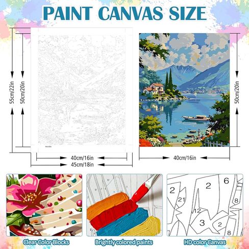 VCLKDIY Landscape Mountain Lake Paint by Numbers Kits for Adults, DIY Canvas Paint by Numbers Kits for Adults Beginners, Acrylic Painting for Beginners Art by Numbers Home Wall Decor 16x20 Inch in Saudi Arabia