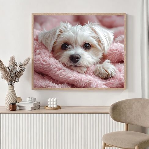 WUIVCTR Paint by Numbers, Maltese on Fluffy Blanket, Adult Crafts Adult Paint by Number Kits, Arts Crafts for Home Decor (No Frame,16x20 inch) in Kuwait