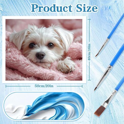 WUIVCTR Paint by Numbers, Maltese on Fluffy Blanket, Adult Crafts Adult Paint by Number Kits, Arts Crafts for Home Decor (No Frame,16x20 inch) in Kuwait