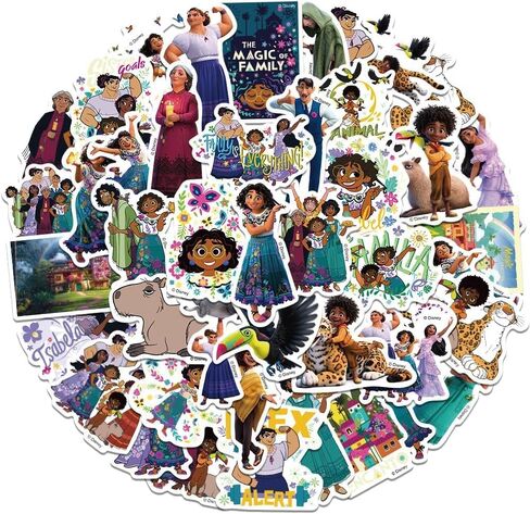 50pcs Encanto Stickers Pack,Cool Waterproof Vinyl Movie Decal for Teen Adult Boy Laptop, Travel Case, Phone, Bike, Water Bottle, Guitar, Computer, Skateboard Kids, Toddlers in Saudi Arabia